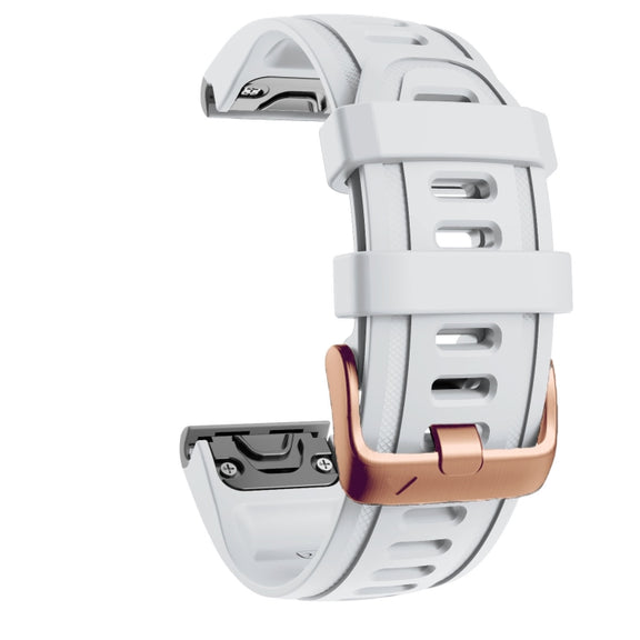 For Garmin Fenix 7S / 6S Pro / 5S Plus 20mm Rose Gold Buckle Silicone Watch Band(White)