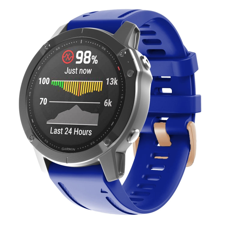 For Garmin Fenix 7S / 6S Pro / 5S Plus 20mm Rose Gold Buckle Silicone Watch Band(Blue)
