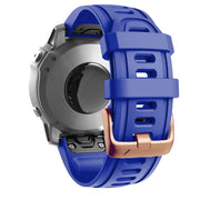 For Garmin Fenix 7S / 6S Pro / 5S Plus 20mm Rose Gold Buckle Silicone Watch Band(Blue)