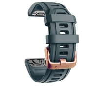 For Garmin Fenix 7S / 6S Pro / 5S Plus 20mm Rose Gold Buckle Silicone Watch Band(Navy Blue)