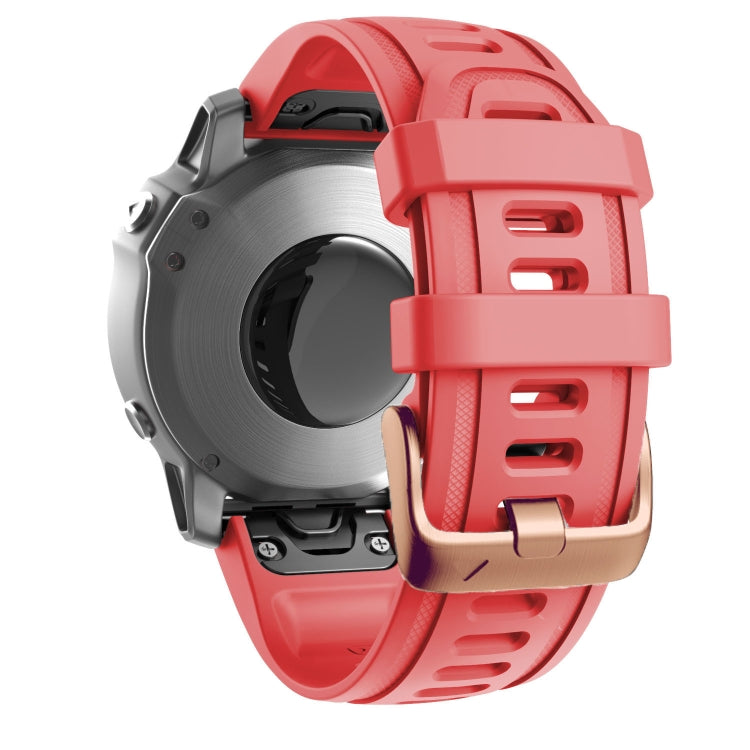 For Garmin Fenix 7S / 6S Pro / 5S Plus 20mm Rose Gold Buckle Silicone Watch Band(Red)