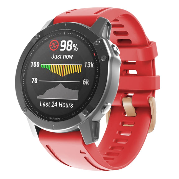 For Garmin Fenix 7S / 6S Pro / 5S Plus 20mm Rose Gold Buckle Silicone Watch Band(Red)