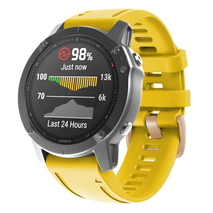 For Garmin Fenix 7S / 6S Pro / 5S Plus 20mm Rose Gold Buckle Silicone Watch Band(Yellow)