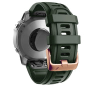 For Garmin Fenix 7S / 6S Pro / 5S Plus 20mm Rose Gold Buckle Silicone Watch Band(Army Green)