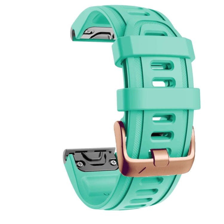 For Garmin Fenix 7S / 6S Pro / 5S Plus 20mm Rose Gold Buckle Silicone Watch Band(Teal Green)