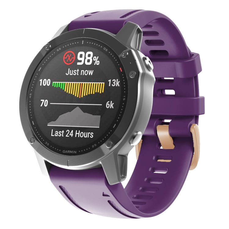 For Garmin Fenix 7S / 6S Pro / 5S Plus 20mm Rose Gold Buckle Silicone Watch Band(Purple)