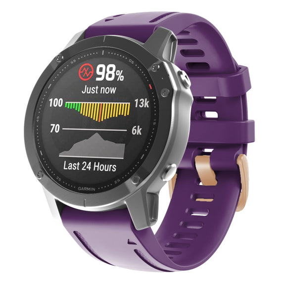 For Garmin Fenix 7S / 6S Pro / 5S Plus 20mm Rose Gold Buckle Silicone Watch Band(Purple)