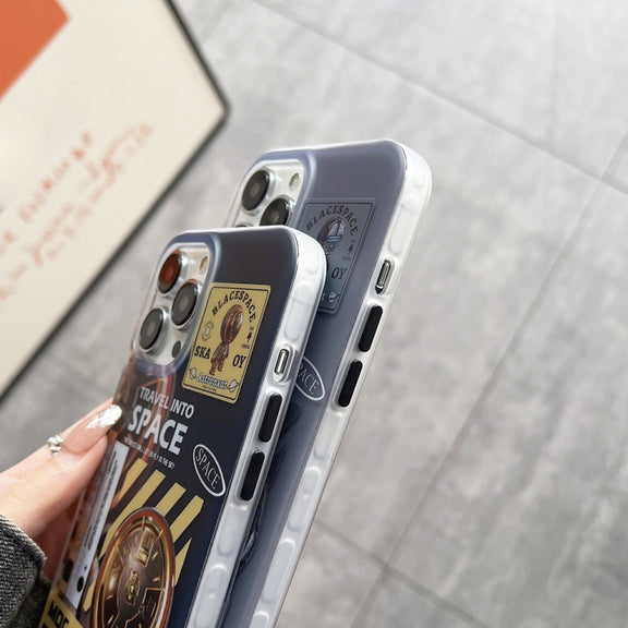 For iPhone 14 Dual-side IMD Astronaut Frosted Phone Case(Blue Grey)