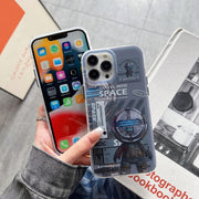 For iPhone 14 Pro Dual-side IMD Astronaut Frosted Phone Case(Black Gold)