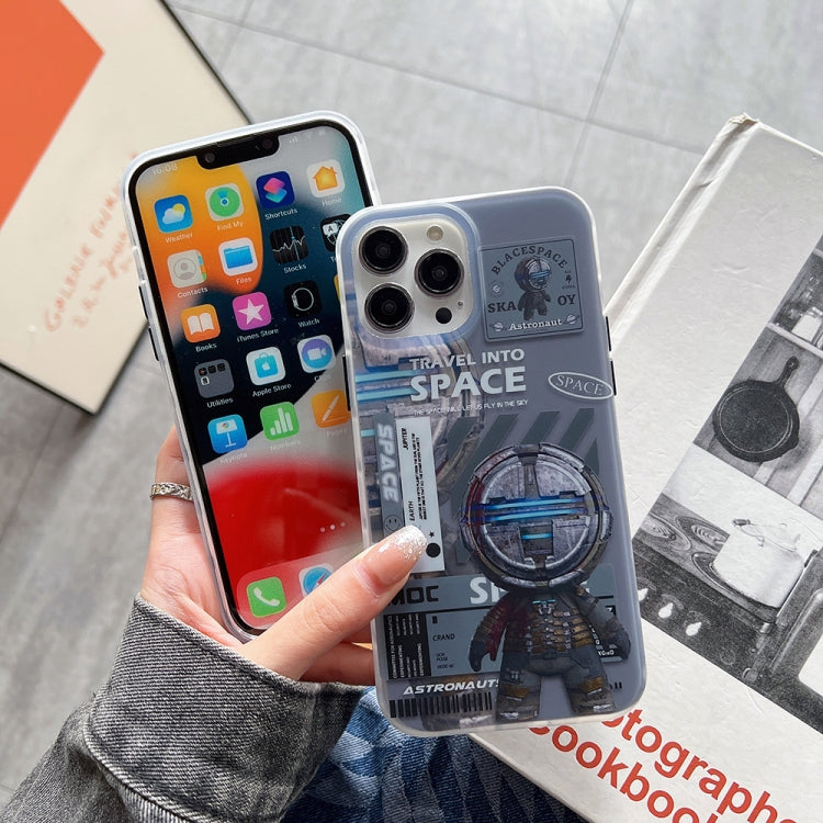 For iPhone 14 Plus Dual-side IMD Astronaut Frosted Phone Case(Black Gold)
