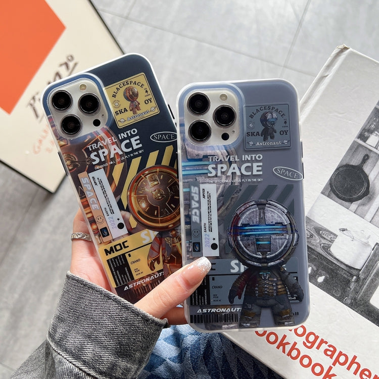 For iPhone 13 Pro Max Dual-side IMD Astronaut Frosted Phone Case(Black Gold)