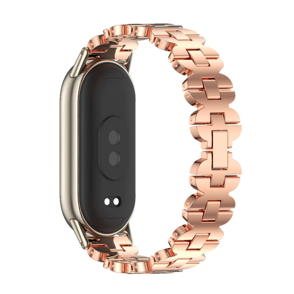 For Xiaomi Smart Band 10 / 9 / 8 Mijobs Bone Chain Stainless Steel Watch Band(Rose Gold+Light Gold)