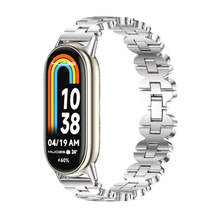 For Xiaomi Mi Band 8 / 9 / 9 NFC Mijobs Bone Chain Stainless Steel Watch Band(Silver)