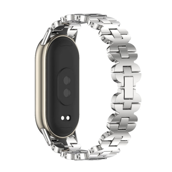 For Xiaomi Mi Band 8 / 9 / 9 NFC Mijobs Bone Chain Stainless Steel Watch Band(Silver)
