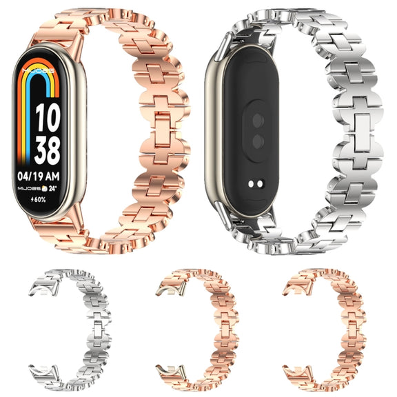For Xiaomi Mi Band 8 / 9 / 9 NFC Mijobs Bone Chain Stainless Steel Watch Band(Silver)