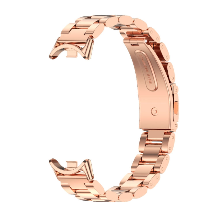 For Xiaomi Mi Band 8 / 9 / 9 NFC Mijobs Three Bead Stainless Steel Watch Band(Rose Gold)
