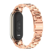 For Xiaomi Mi Band 8 / 9 / 9 NFC Mijobs Three Bead Stainless Steel Watch Band(Rose Gold)