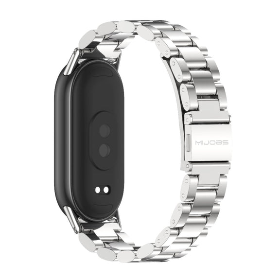 For Xiaomi Smart Band 10 / 9 / 8 Mijobs Three Bead Stainless Steel Watch Band(Silver)