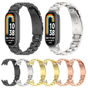 For Xiaomi Mi Band 8 / 9 / 9 NFC Mijobs Three Bead Stainless Steel Watch Band(Black)