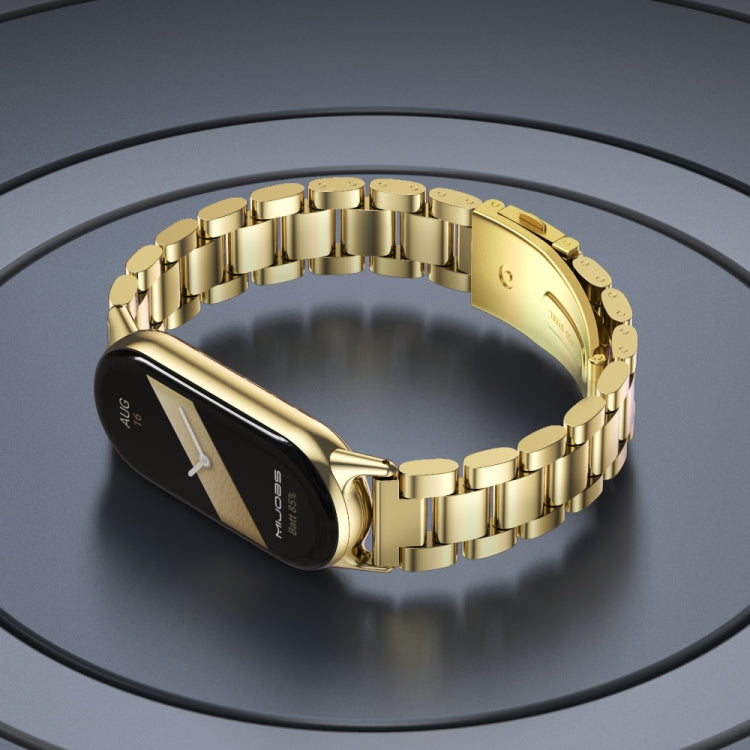 For Xiaomi Smart Band 10 / 9 / 8 Mijobs Three Bead Stainless Steel Watch Band(Silver)