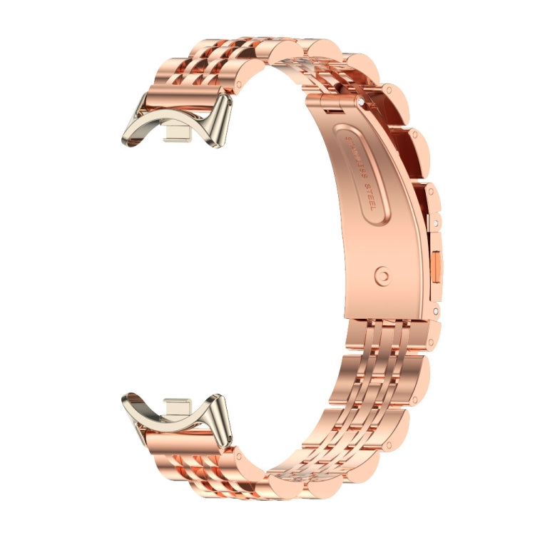 For Xiaomi Mi Band 8 / 9 / 9 NFC Mijobs Seven Bead Stainless Steel Watch Band(Rose Gold+Light Gold)