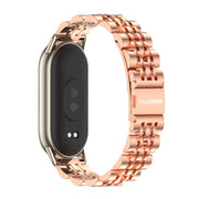 For Xiaomi Mi Band 8 / 9 / 9 NFC Mijobs Seven Bead Stainless Steel Watch Band(Rose Gold+Light Gold)
