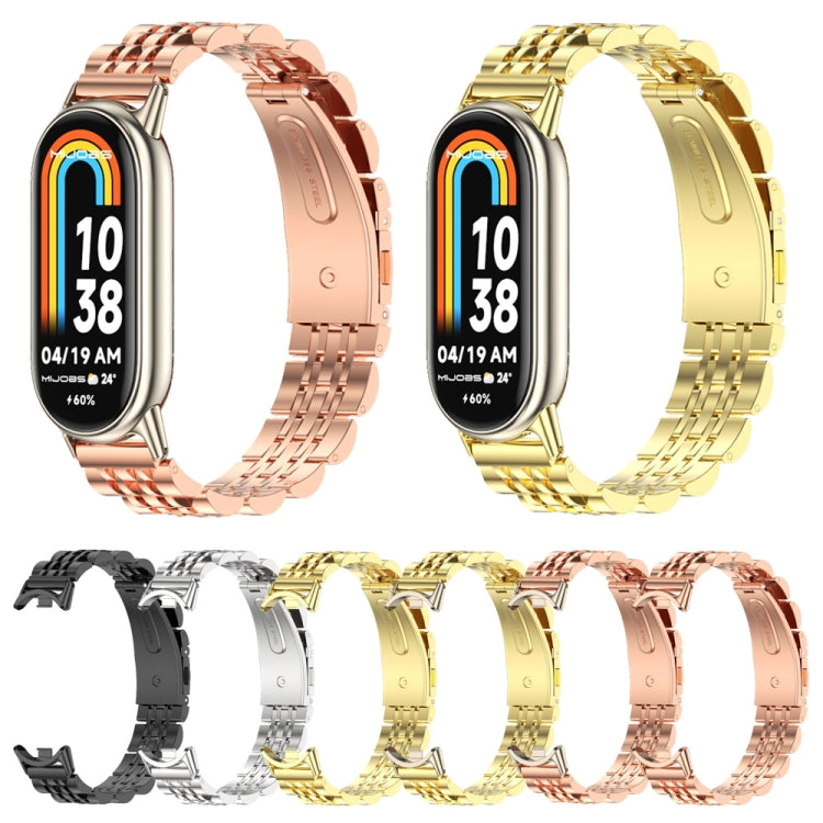 For Xiaomi Mi Band 8 / 9 / 9 NFC Mijobs Seven Bead Stainless Steel Watch Band(Gold+Light Gold)