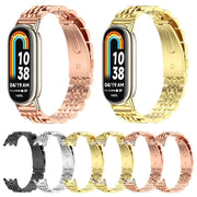 For Xiaomi Mi Band 8 / 9 / 9 NFC Mijobs Seven Bead Stainless Steel Watch Band(Rose Gold+Light Gold)