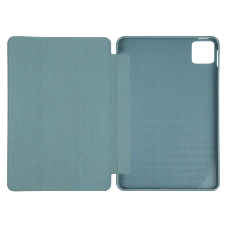 For Xiaomi Pad 6 / Pad 6 Pro Three-fold Holder Flip Tablet Leather Case(Dark Green)