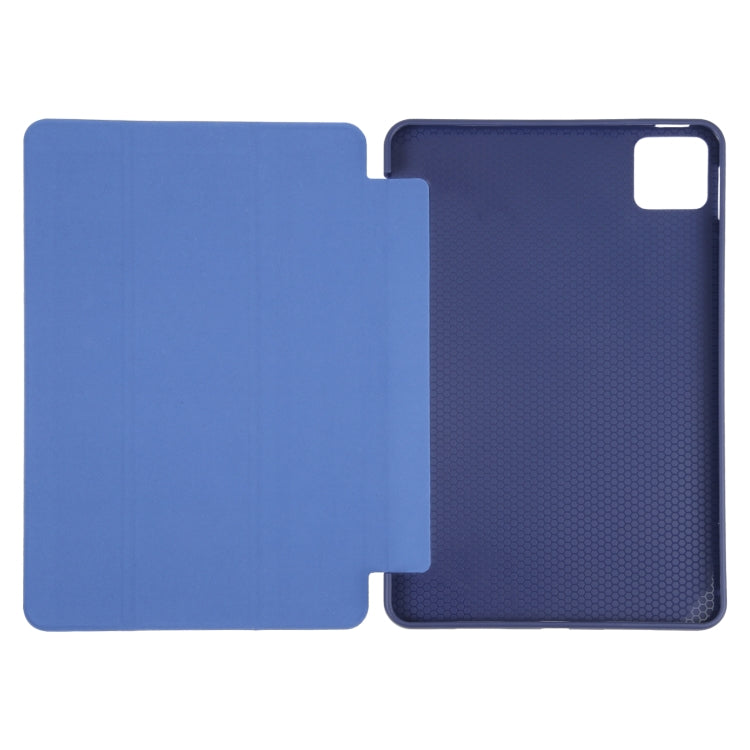 For Xiaomi Pad 6 / Pad 6 Pro Three-fold Holder Flip Tablet Leather Case(Dark Blue)