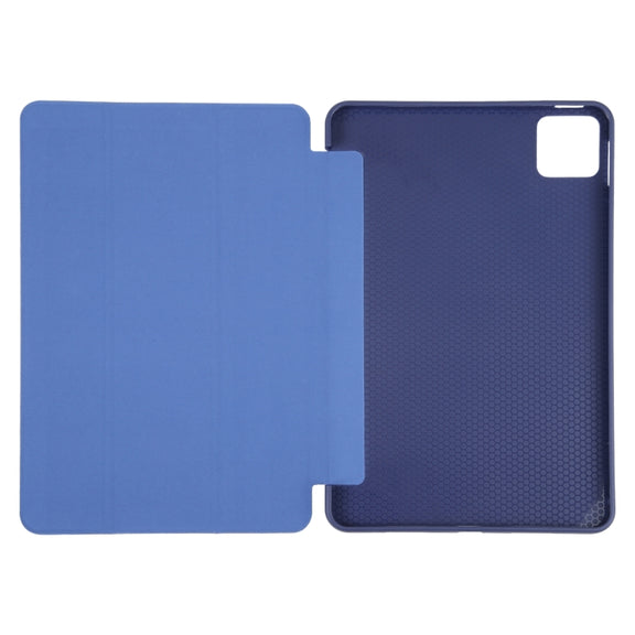 For Xiaomi Pad 6 / Pad 6 Pro Three-fold Holder Flip Tablet Leather Case(Dark Blue)