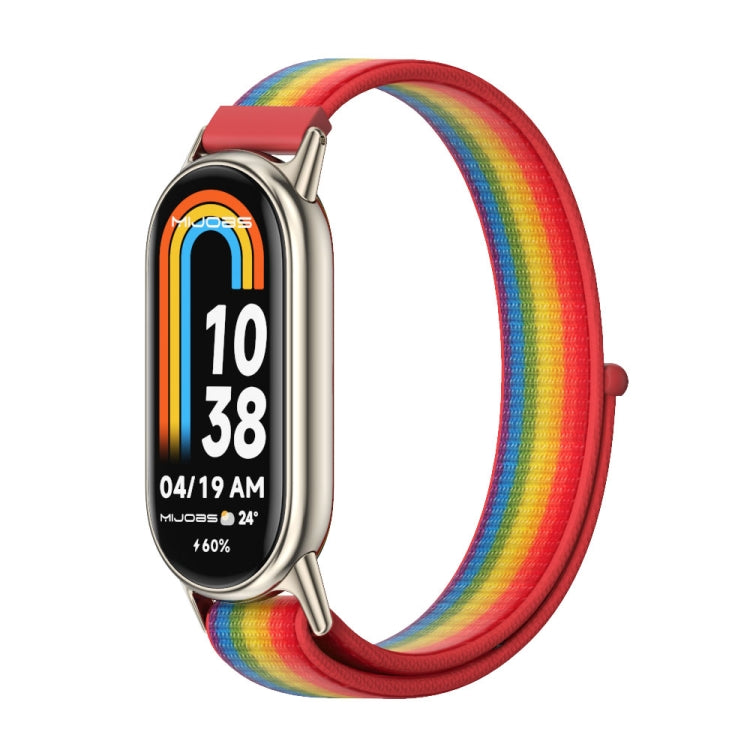 For Xiaomi Mi Band 8 / 9 / 9 NFC Mijobs Breathable Nylon Loop Watch Band(Rainbow Light Gold)