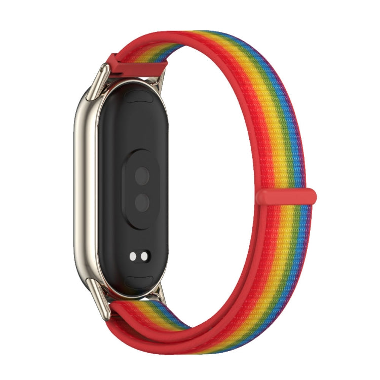 For Xiaomi Mi Band 8 / 9 / 9 NFC Mijobs Breathable Nylon Loop Watch Band(Rainbow Light Gold)
