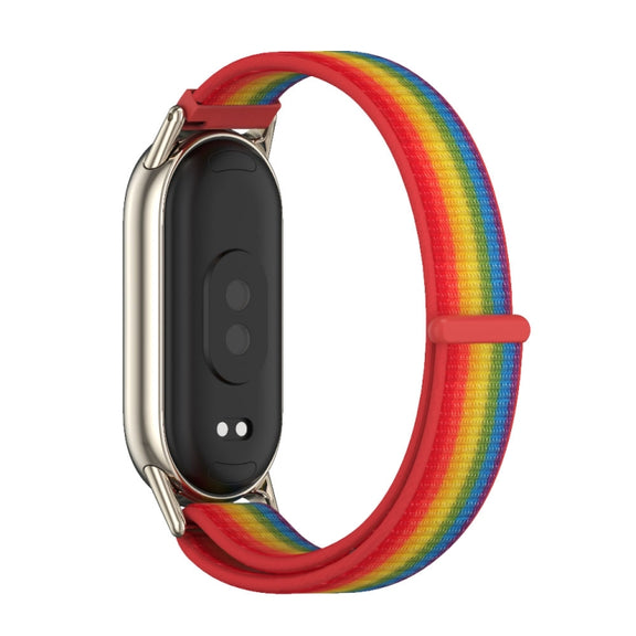 For Xiaomi Mi Band 8 / 9 / 9 NFC Mijobs Breathable Nylon Loop Watch Band(Rainbow Light Gold)
