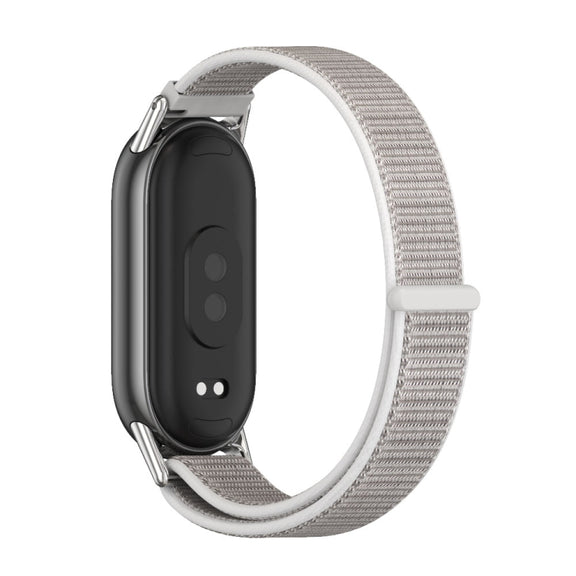 For Xiaomi Mi Band 8 / 9 / 9 NFC Mijobs Breathable Nylon Loop Watch Band(Sea Shell Silver)