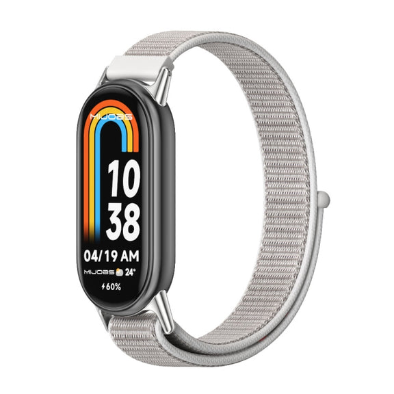 For Xiaomi Mi Band 8 / 9 / 9 NFC Mijobs Breathable Nylon Loop Watch Band(Sea Shell Silver)