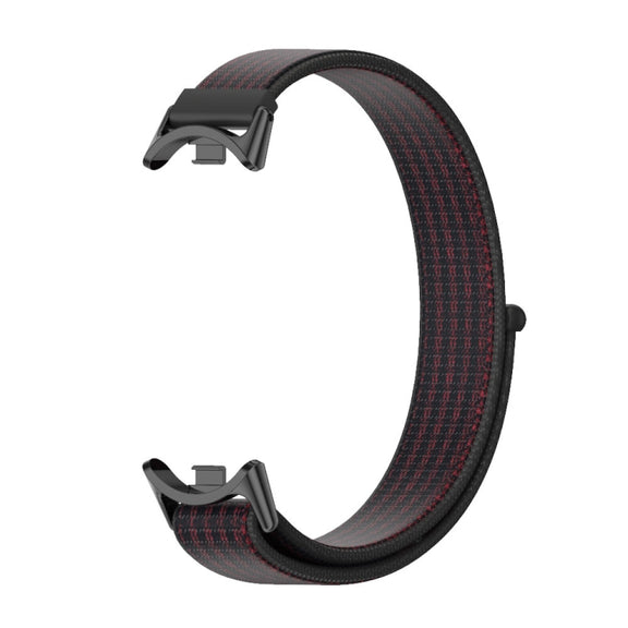 For Xiaomi Smart Band 10 / 9 / 8 Mijobs Breathable Nylon Loop Watch Band(Black Red)