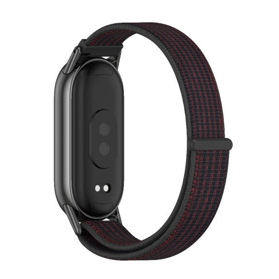 For Xiaomi Smart Band 10 / 9 / 8 Mijobs Breathable Nylon Loop Watch Band(Black Red)