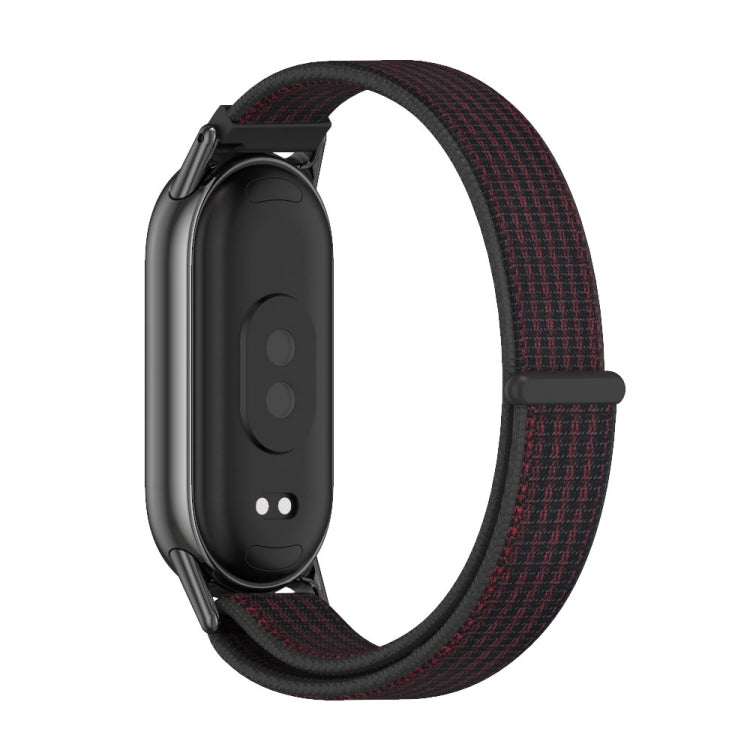 For Xiaomi Smart Band 10 / 9 / 8 Mijobs Breathable Nylon Loop Watch Band(Black Red)