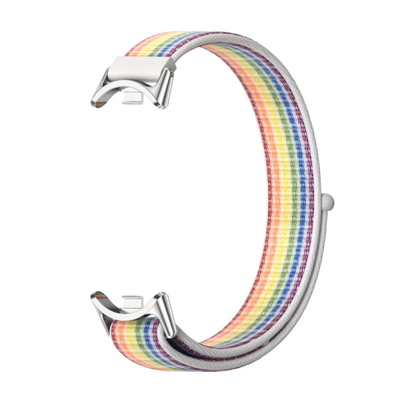 For Xiaomi Smart Band 10 / 9 / 8 Mijobs Breathable Nylon Loop Watch Band(Colorful Silver)