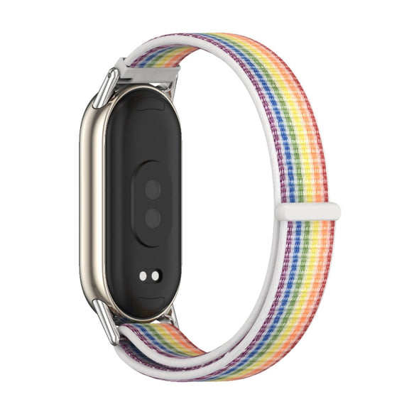 For Xiaomi Smart Band 10 / 9 / 8 Mijobs Breathable Nylon Loop Watch Band(Colorful Silver)