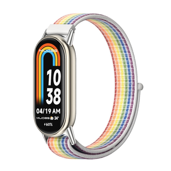 For Xiaomi Smart Band 10 / 9 / 8 Mijobs Breathable Nylon Loop Watch Band(Colorful Silver)