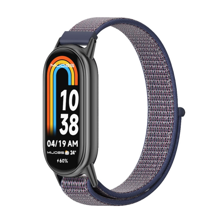 For Xiaomi Mi Band 8 / 9 / 9 NFC Mijobs Breathable Nylon Loop Watch Band(Midnight Blue Black)