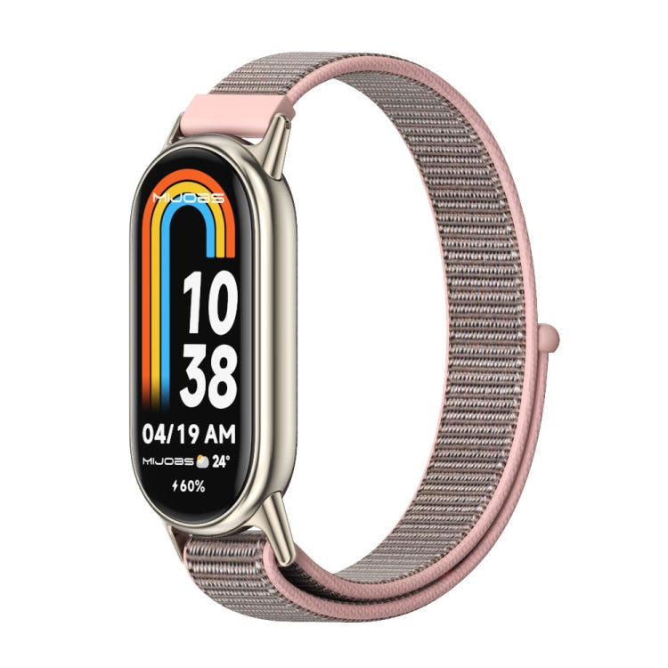 For Xiaomi Smart Band 10 / 9 / 8 Mijobs Breathable Nylon Loop Watch Band(Pink Light Gold)