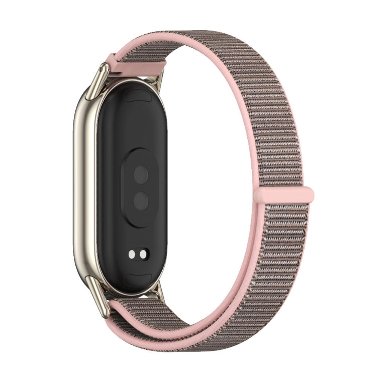 For Xiaomi Smart Band 10 / 9 / 8 Mijobs Breathable Nylon Loop Watch Band(Pink Light Gold)