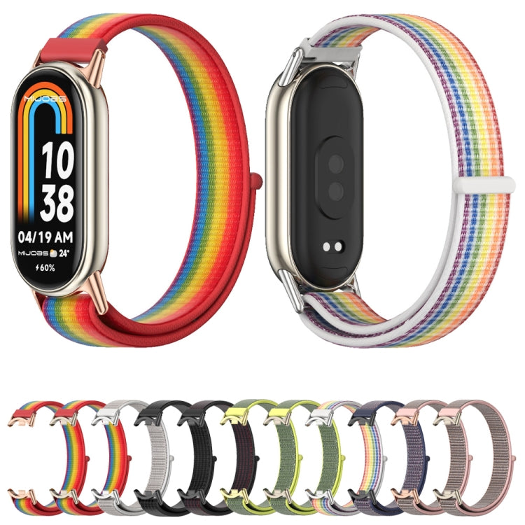 For Xiaomi Smart Band 10 / 9 / 8 Mijobs Breathable Nylon Loop Watch Band(Black Red)