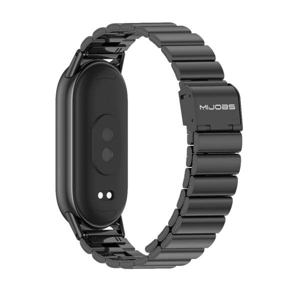 For Xiaomi Mi Band 8 / 9 / 9 NFC Mijobs Bamboo Buckle Stainless Steel Watch Band(Black)