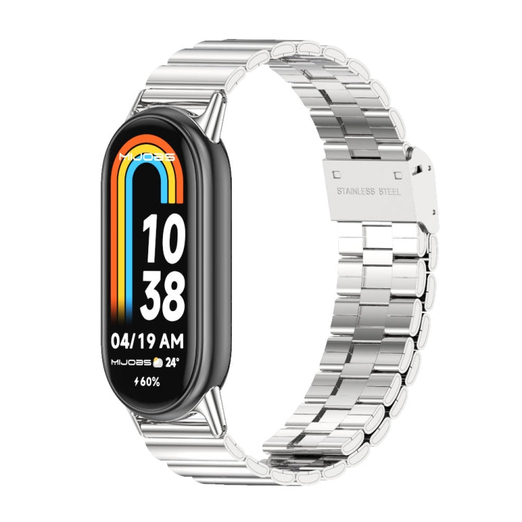 For Xiaomi Smart Band 10 / 9 / 8 Mijobs Bamboo Buckle Stainless Steel Watch Band(Silver)