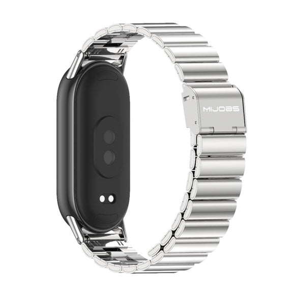 For Xiaomi Smart Band 10 / 9 / 8 Mijobs Bamboo Buckle Stainless Steel Watch Band(Silver)
