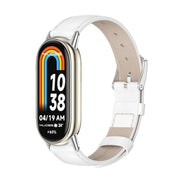 For Xiaomi Mi Band 8 / 9 / 9 NFC Mijobs Genuine Leather Watch Band(White Silver)